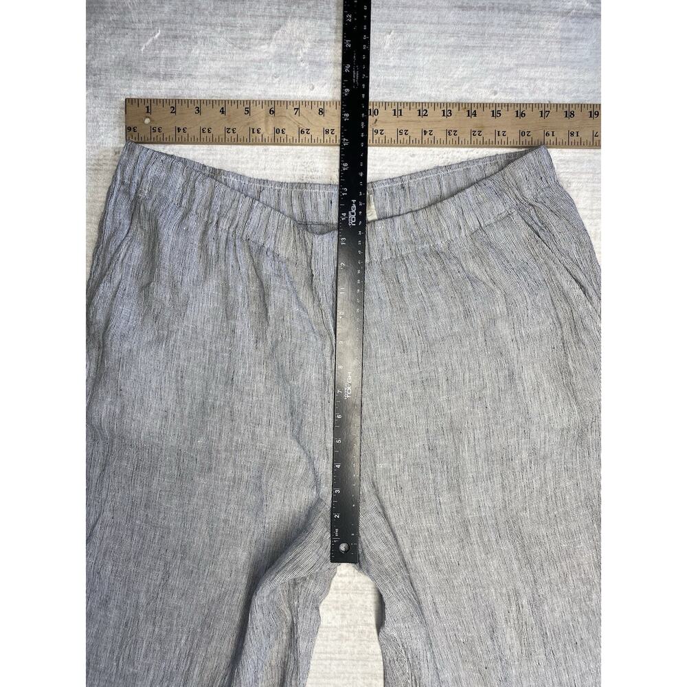 Eileen Fisher Pants XL Organic Linen Crinkle Cropped Wide Leg Coastal Resort - Picture 12 of 15